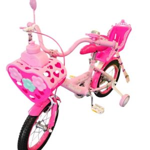 Kislány bicikli műanyag kosárral ,csomagtartóval és pótkerékkel , 12 " , rózsaszín , igazi hercegnő járgány