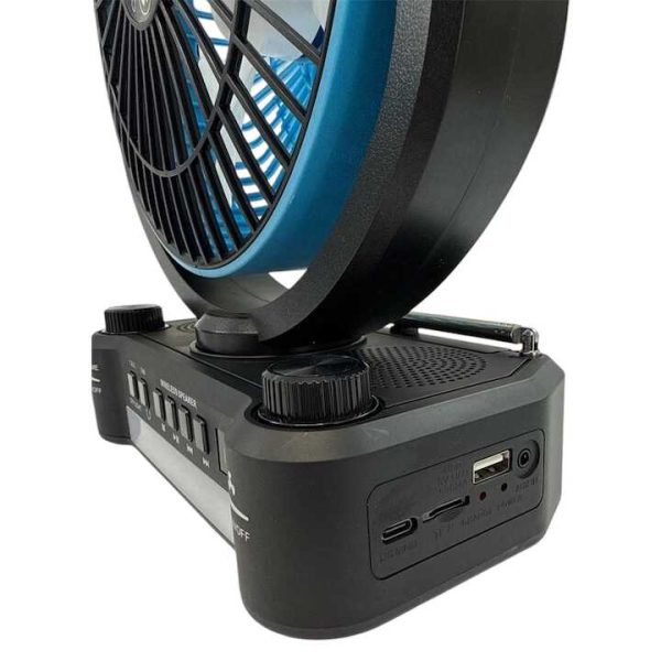 Napelemes hordozható ventilátor + elektromos töltés FP-355-S , beépített FM rádióval , Led világítással - Image 2