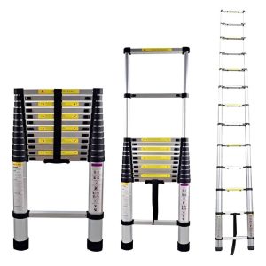 Haina H-UP260 Teleszkópos Alumínium Létra 2,6m – 150 kg Teherbírás, Kompakt és Biztonságos