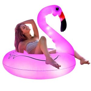 Ledes Flamingó úszógumi beépített led világítással nagyméretű 100 cm