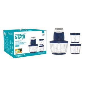 WINNING STAR ST-5581 3 az 1-ben Elektromos Aprító és Húsdaráló – 300W, Kék/Ezüst