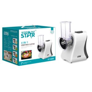 WINNING STAR ST-6600 4 az 1-ben Elektromos Zöldségvágó és Reszelő, Cserélhető Rozsdamentes Acél Pengékkel