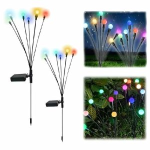 Színes (RGB) Napelemes Díszvilágítás, Szentjánosbogár Fények Alkonykapcsolóval (2 db/csomag)