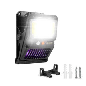 W7105-1 Napelemes Mozgásérzékelős Reflektor + Szúnyogírtó Lámpa, csíptetéssel vagy csavaros rögzítéssel