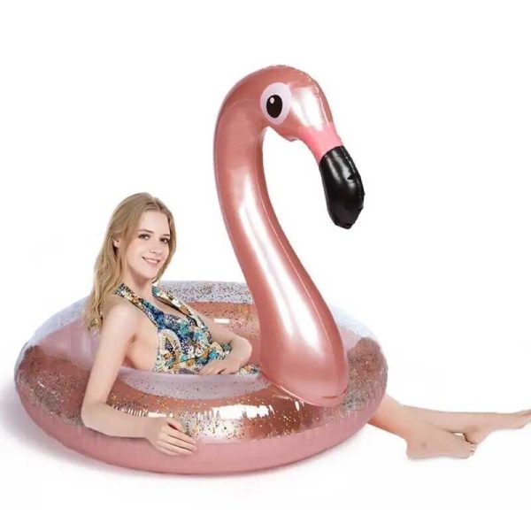Flitteres , csillogós flamingó úszógumi , 90 cm - Image 2
