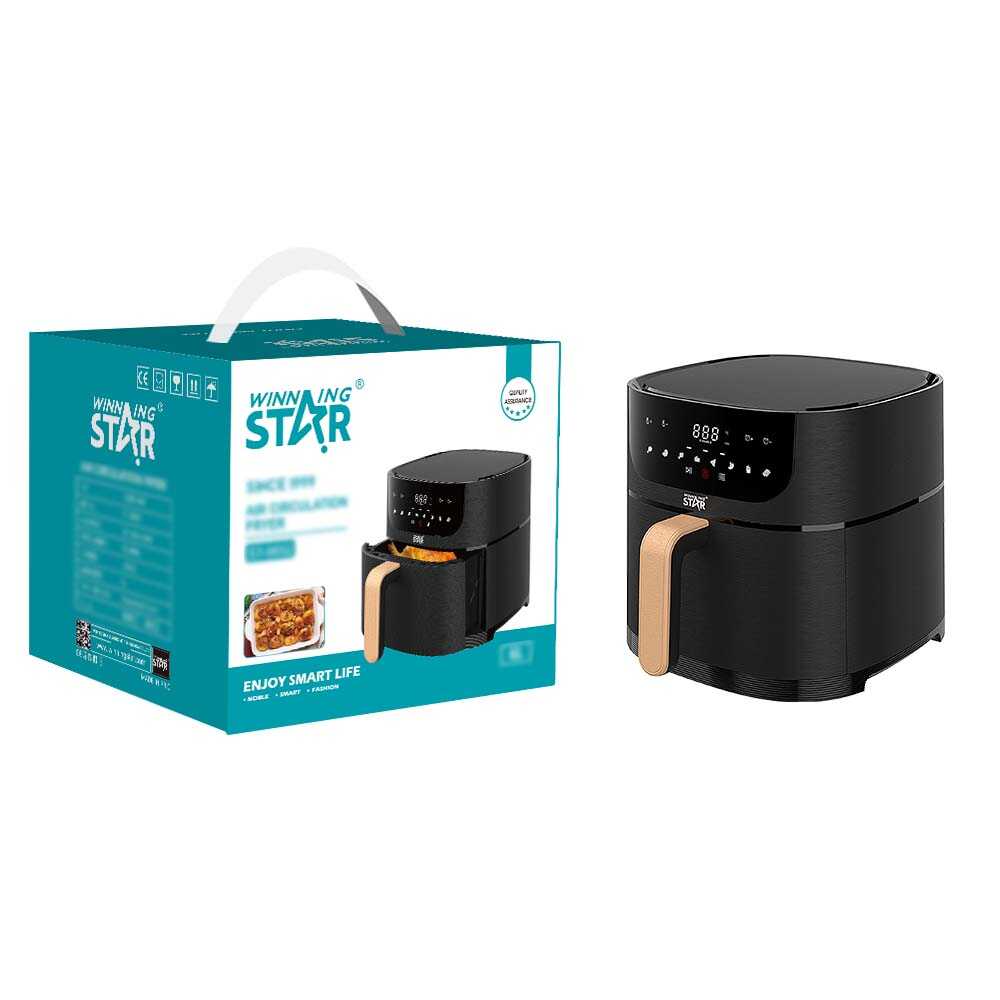 WINNING STAR ST-9652 Digitális Légsütő (Air Fryer), 6L, 1500W, 8 Előre Beállított Menüvel