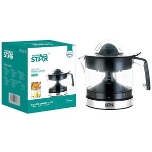 WINNING STAR ST-5594 Elektromos Citrusprés – 0.75L, 30W, Automatikus Forgás, Fekete/Inox