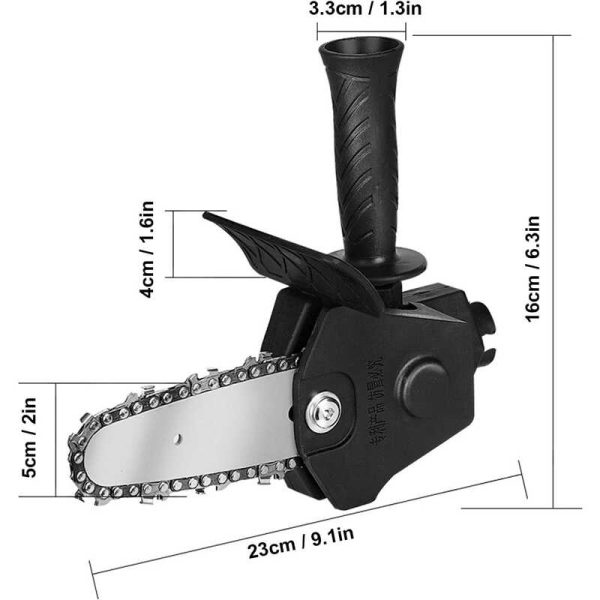 Univerzális fúróba fogható 6" láncfűrész adapter, fogantyúval, fekete - Image 3