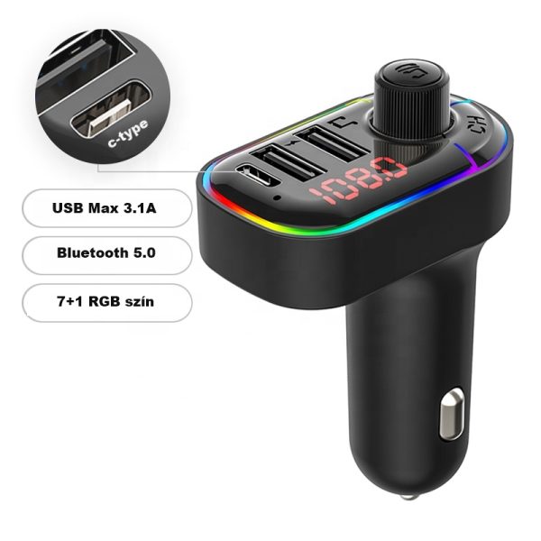 C12 Autós modulátor, fm transmitter bluetooth 5.0 version - Image 2
