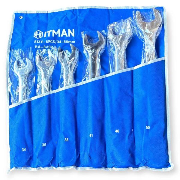 Hitman HA-3492 – 6 db-os csillag-villáskulcs készlet, krómozott vanádium acél, 34-50 mm - Image 2