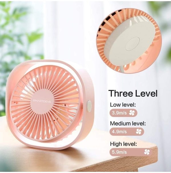Smartdevi USB asztali mini ventilátor 12 x 12 x 5 cm rózsaszín - Image 3
