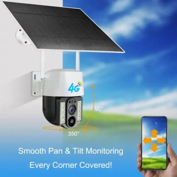 Solar V380 Napelemes biztonsági kamera Wifi/ Sim, HD Éjjellátó Mozgásérzékelős - Image 4