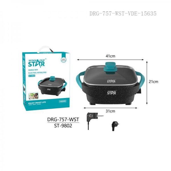 WINNING STAR ST-9802 Elektromos Serpenyő, 6.5L, 1600W, Tapadásmentes - Image 2