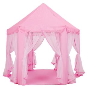 Rózsaszín hercegnő vár ,hatszögletű gyermek sátor , rózsaszín, 135×70×70 cm