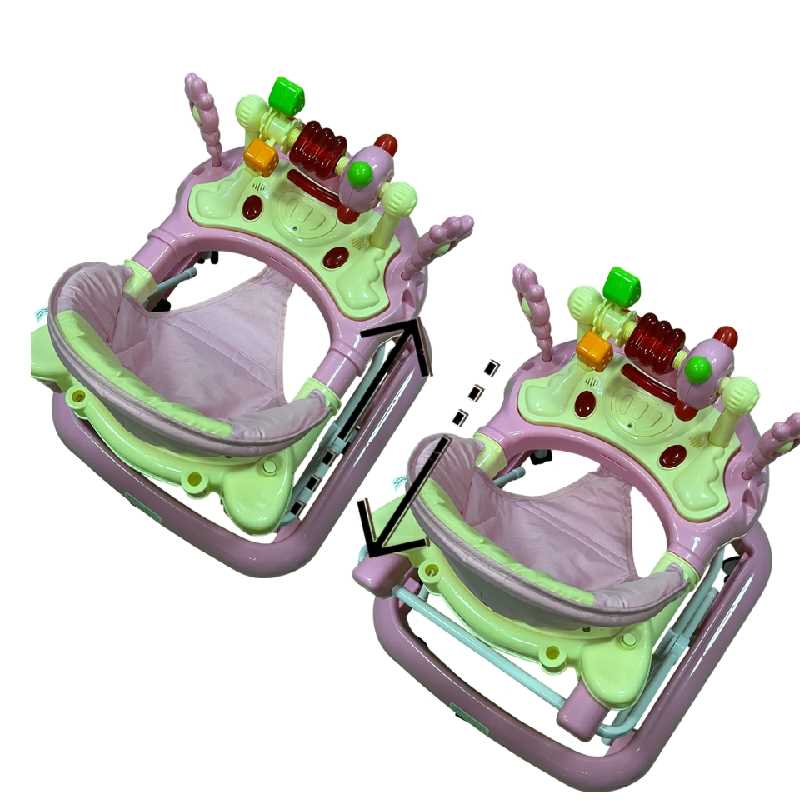 Rózsaszín Baba Járássegítő – Interaktív játékpanel, tolókar, fékezhető bébikomp - Image 5