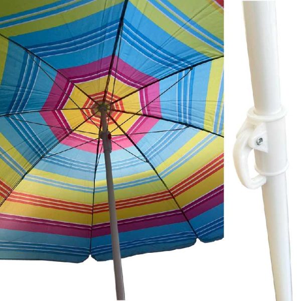 Csíkos Strandi Napernyő – 150 cm átmérő, leszúrható és állítható magasság (110-180cm) - Image 2