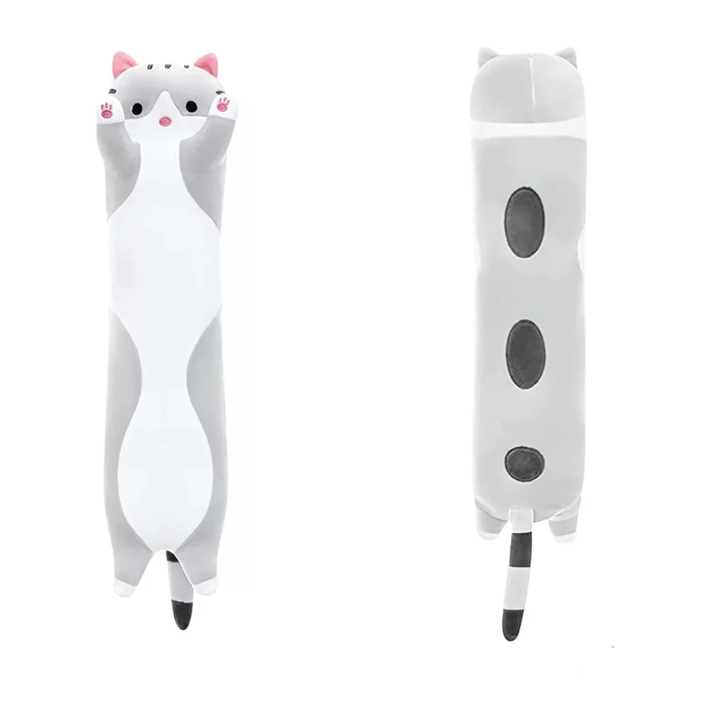 40 cm hosszú plüss cica, ágyvédő, extra pihe puha párna