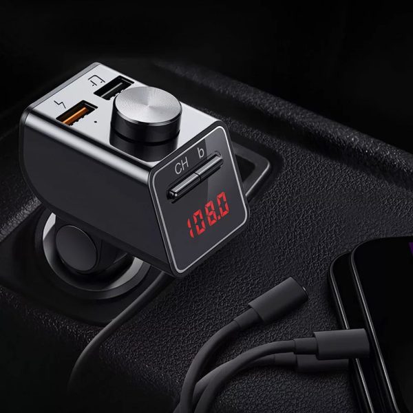 Q18s Fm transzmitter/autós modulátor, Bluetooth 5.0, MicroUSB, Type-c és Lightning töltőcsatlakozó - Image 3