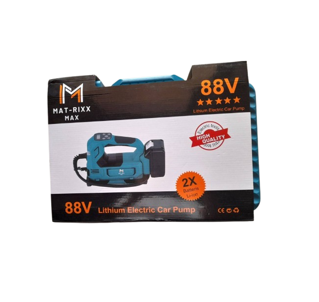 MAT-Rixx 2 akkus levegő kompresszor Gumiabroncs, Kerékpár pumpa 88 V kofferban lcd kijelzővel - Image 5