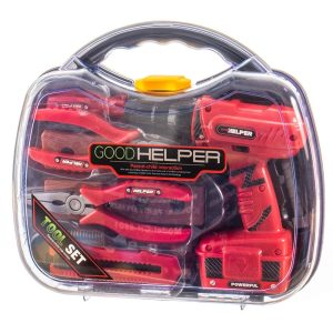 Gyerek Szerszámkészlet kofferben fúrók, fogok szikék igazi kis szerelőknek 37X51cm