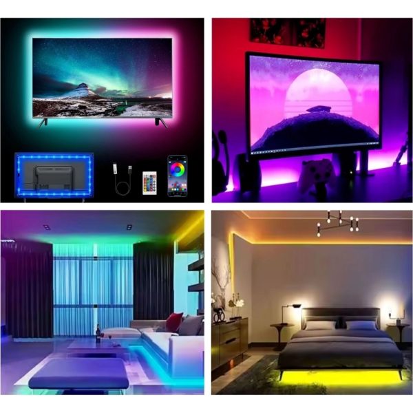 YC-302 RGB tapadós LED szalag, 5 méteres, applikációval és távirányítóval, hangvezérléssel - Image 2
