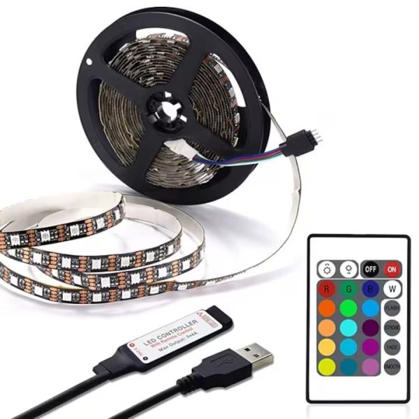 USB LED szalag 3 méter fekete öntapadós huzallal, távirányítóval és bluetooth aplikációval, IP65 - Image 3