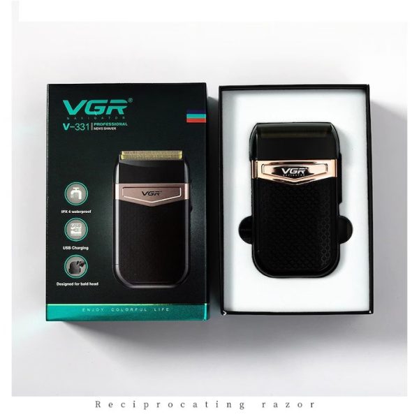 VGR V-331 Professzionális Elektromos Borotva, akkumulátor, USB töltés, 2 cserélhető fej, fekete - Image 7