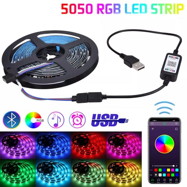 Intelligens USB 150 LED szalag 5 méteres fekete huzallal, 44 gombos táviránytóval, hangvezérléssel és applikációval, IP67 - Image 2