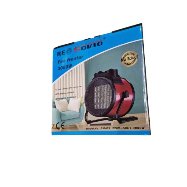 BH-P3 Ipari Hősugárzó 220V~50Hz 3000W, fekete-bordó, 217 m3 légáramlás, három fokozat - Image 7