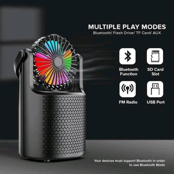 ZQS1440 Mini bluetooth hangszóró és ventilátor LED világítással - Image 5