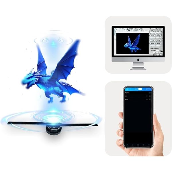 Holografikus HD ledes ventilátor 3D hologramm kivetítő telefonos applikációval és távirányítóval - Image 2