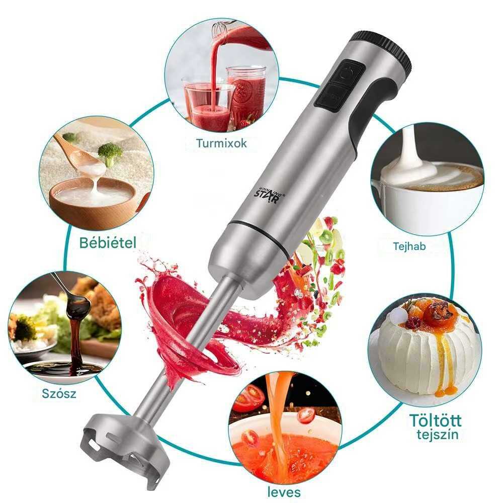 WINNING STAR ST-6550 Prémium Botmixer – 1000W, Rozsdamentes Acél, Turbó Funkció - Image 2