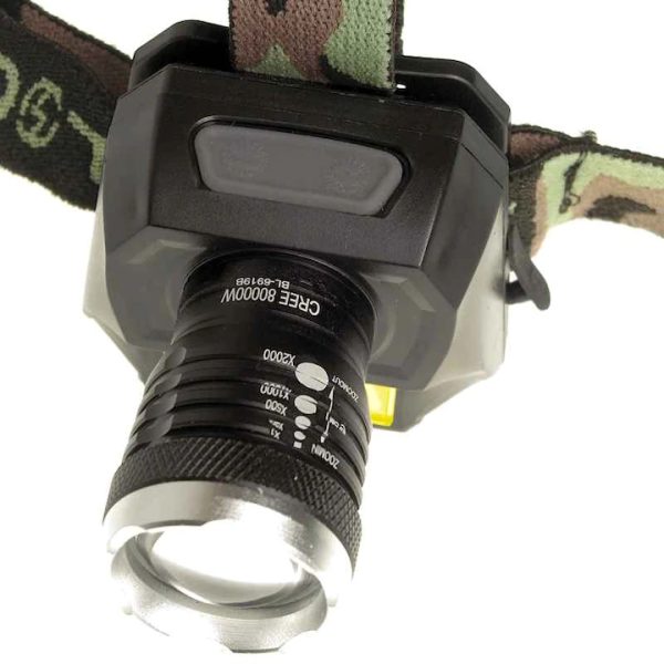 X-Balog BL-6919B Cree + COB fejlámpa, katonamintás fejpánttal - Image 2