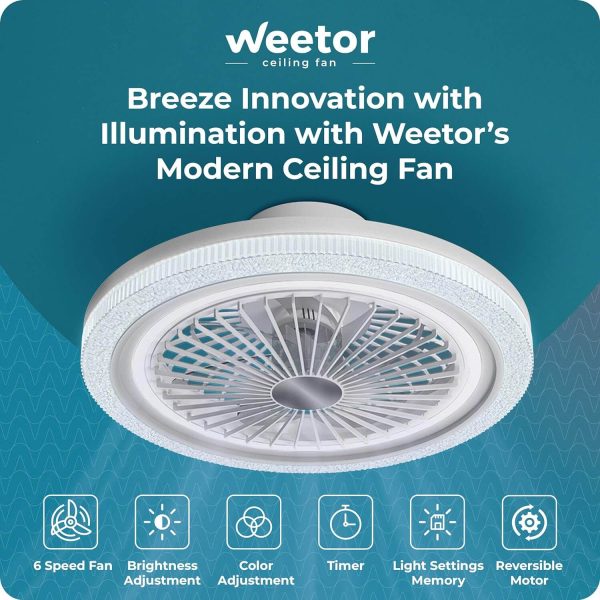 53 cm-es mennyezeti ventilátor LED lámpával, távirányítóval állítható fényerővelszínnel és időzítővel. - Image 2