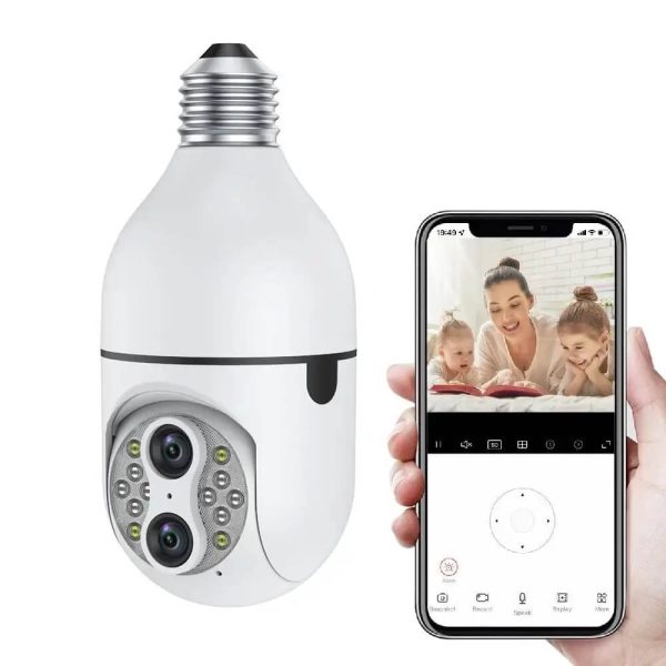 Alloet Smart Wifis Kétlencsés Biztonsági Kamera E27 Foglalatba Rögzíthető WiFi IP - Image 2