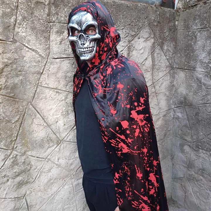Halloweeni csuklyás köpeny , véres kéz mintázattal , felnőtteknek - Image 2