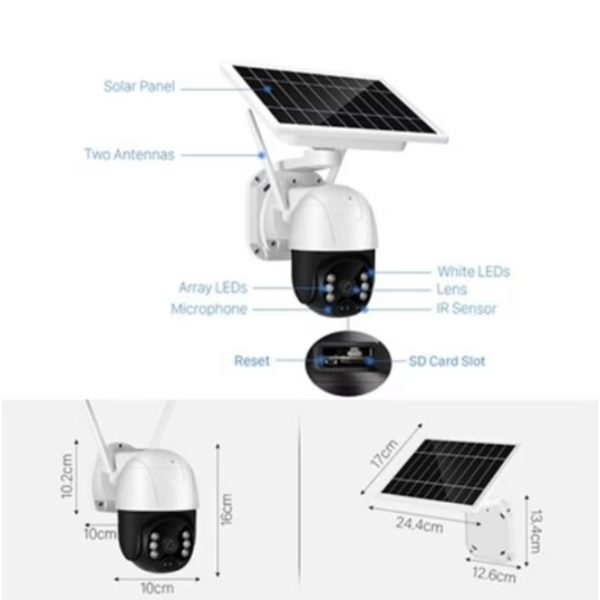 4G SIM napelemes kamera, IP66, 1288p/ 3MP, 7.6 W solar, 12000mAh - Image 7