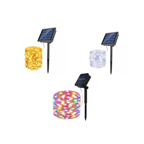 10 méteres 100 LED-es napelemes fényfüzér 50W