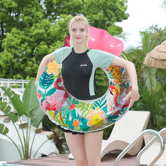 Háttámlás úszógumi flamingó mintázattal csillámúszógumi 100 cm - Image 2