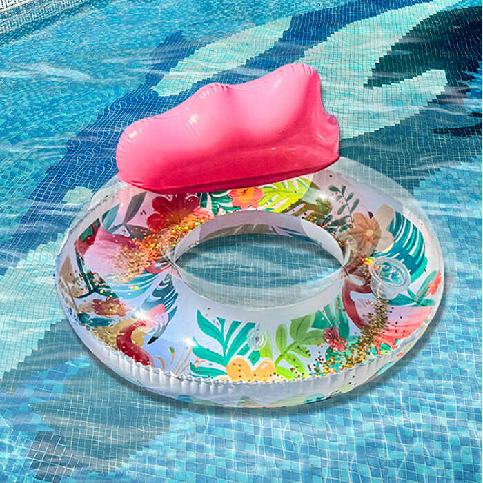 Háttámlás úszógumi flamingó mintázattal csillámúszógumi 100 cm - Image 3