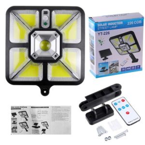 YT-226 Napelemes utcai lámpa 220 SMD+15 COB led távirányítóval