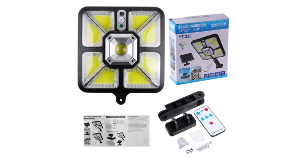 YT-226 Napelemes utcai lámpa 220 SMD+15 COB led távirányítóval