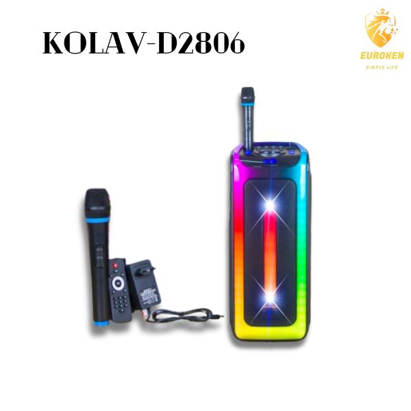 Kolav hordozható akkumulátoros bluetooth hangszoró , usb , fm rádió, mikrofon , rgb fényekkel és távirányítóval, D2806