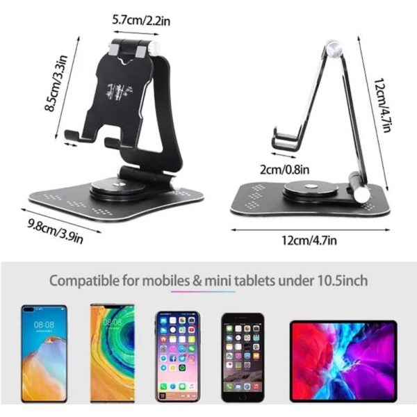 Erős alumínium állítható telefontartó állvány, fekete bambuszmintás - Image 2
