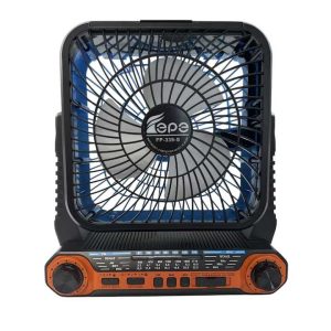 Napelemes hordozható ventilátor + elektromos töltés FP-339-S , beépített FM rádióval , Led világítással
