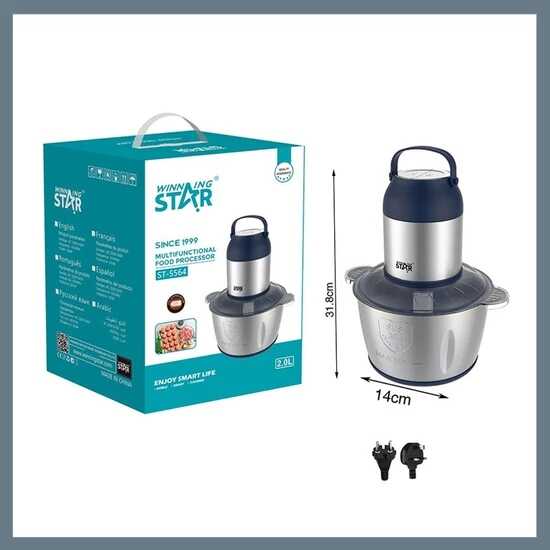 Winning Star ST-5564 Multifunkcionális aprító/húsdaráló,2500 W, 2 L - Image 2