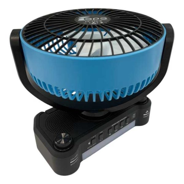 Napelemes hordozható ventilátor + elektromos töltés FP-355-S , beépített FM rádióval , Led világítással - Image 3