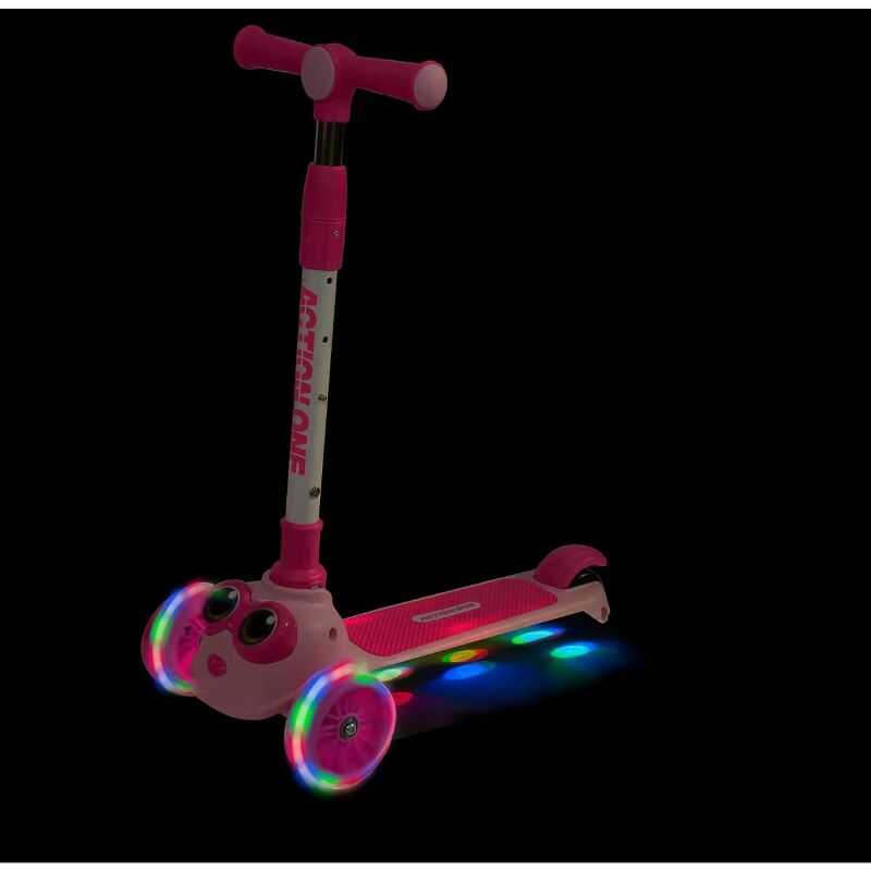 Három kerekű roller, világító kerekekkel gyerekeknek rózsaszín színben - Image 3