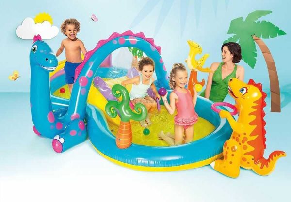 Intex felfújható dinós élménymedence ,vízsugárral , csúzdával gyerekeknek , 3.02 m × 2.29 m × 1.12 m - Image 2