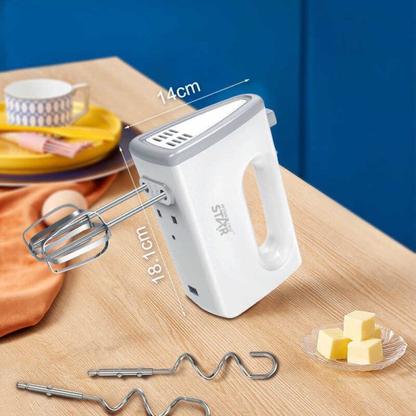 WINNING STAR ST-5535 Elektromos Kézi Mixer – 300W, 5 Sebesség, Fehér/Szürke - Image 2